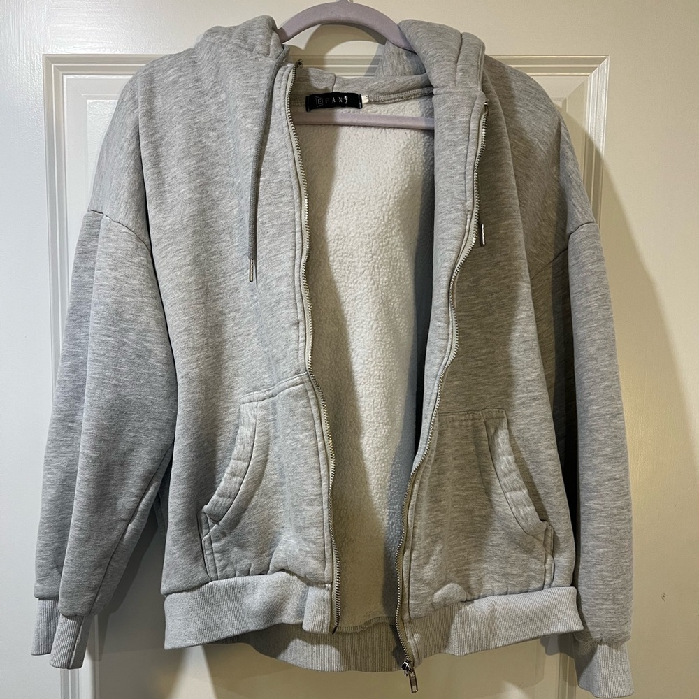 light grey zip up